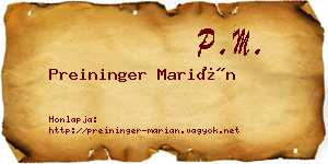Preininger Marián névjegykártya